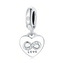 B0084 Visací stříbrný přívěšek korálek srdce s nekonečnem - nekonečno - ležatá osmička