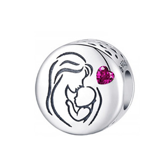 B0128 Stříbrný přívěsek korálek na náramek - rodina