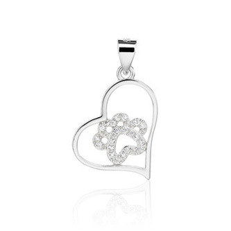 NB-4630 Stříbrný přívěsek srdíčko s tlapkou - srdce