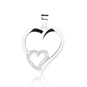 NB-4613 Stříbrný přívěšek dvojsrdíčko - srdce