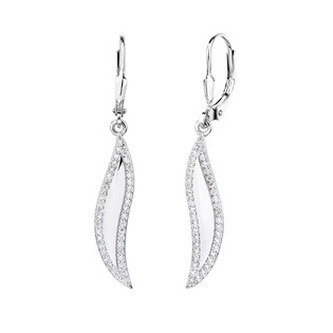 NB-3099 Visací stříbrné náušnice se zirkony