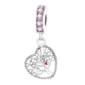 B0414 Stříbrný přívěšek korálek na náramek - srdce