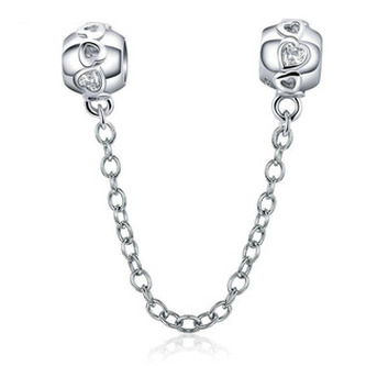 S0010 Stříbrný bezpečnostní řetízek na náramek - srdce