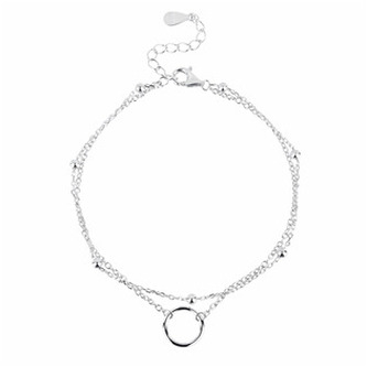 NB-1159 Dvojitý stříbrný náramek s kolečkem