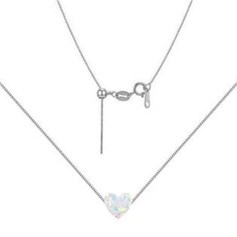 NBS03-OP17 Stříbrný náhrdelník srdce opál