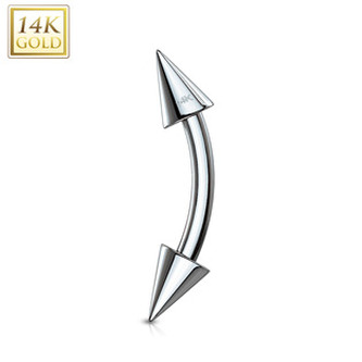 ZL01139-1208-WG Zlatý piercing do obočí - kónus, Au 585/1000