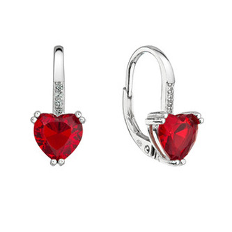 EG2992 Stříbrné náušnice se zirkony srdíčko - srdce