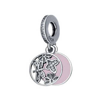 B0371 Stříbrný přívěšek korálek na náramek - květiny