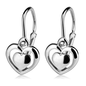 ZB53392 Dětské stříbrné náušnice - srdíčka - srdce