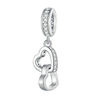 NB-8304 Stříbrný přívěšek korálek na náramek - srdce