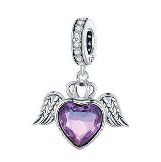 B0830 Stříbrný přívěšek korálek okřídlené srdce