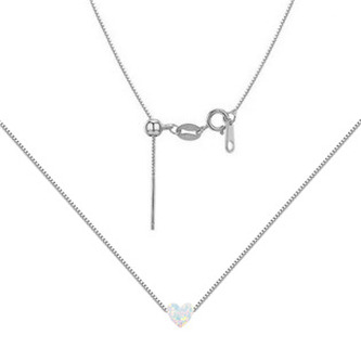 NBS07-OP17 Stříbrný náhrdelník srdíčko opál - srdce