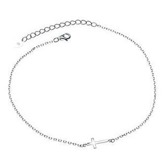 NB-6024 Stříbrný náramek na nohu s křížkem