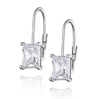 NB-3234 Stříbrné náušnice se obdélníkovými zirkony