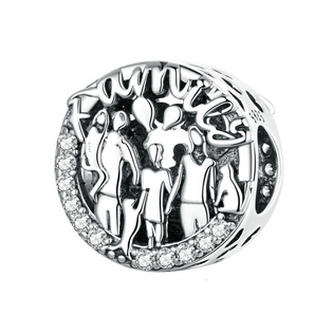 B0290 Stříbrný přívěšek korálek na náramek Family - rodina