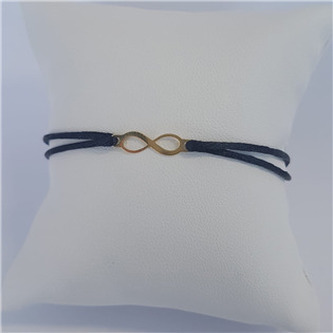 KA1821K-GD Černý textilní náramek nekonečno, Ag 925 - nekonečno - ležatá osmička