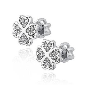 NB-3625 Stříbrné šroubovací náušnice čtyřlístky