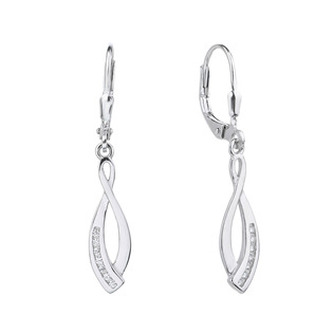 NB-3911 Stříbrné visací náušnice se zirkony