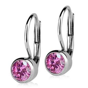 ZB23066-P Stříbrné náušnice se světle růžovými kameny 5 mm