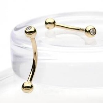 ZL01108-1210-YG Zlatý piercing do obočí, Au 585/1000