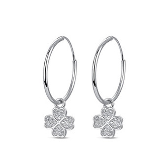 NB-3821 Stříbrné náušnice se čtyřlístky