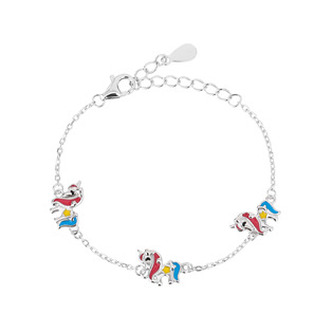 DN-0091 Dětský stříbrný náramek s jednorožci - zvířátka