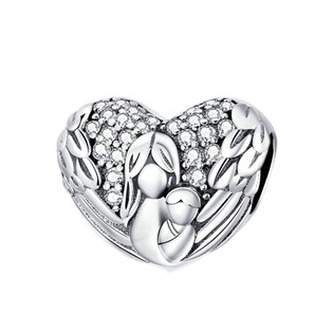 B0853 Stříbrný přívěšek korálek na náramek - srdce