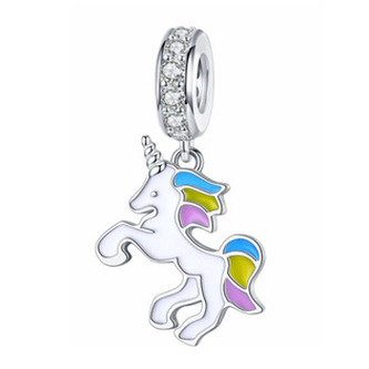 NB-8181 Stříbrný přívěšek korálek jednorožec - zvířátka