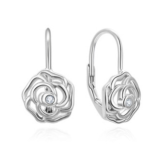 NB-3685 Stříbrné dámské náušnice růžičky - květiny