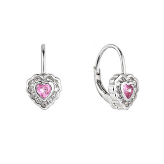 EG9009-PK Stříbrné náušnice dětské srdíčka, Rose - srdce