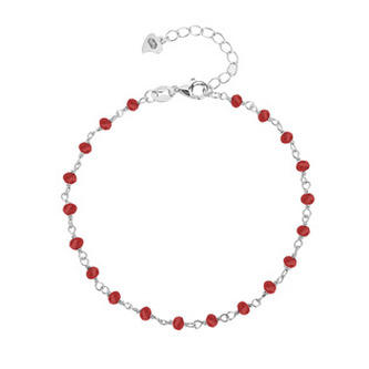 NB-1209 Stříbrný náramek s červenými kamínky