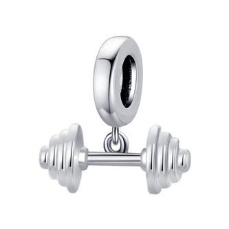 B0870 Stříbrný přívěšek korálek činka - sport