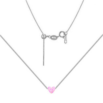 NBS07-OP10 Stříbrný náhrdelník srdíčko opál - srdce