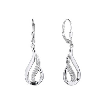 NB-3908 Stříbrné visací náušnice se zirkony