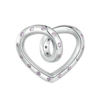 NB-8276 Stříbrný přívěšek korálek na náramek srdce