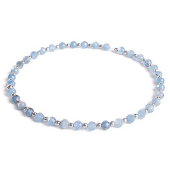 AN610-18 Minerální náramek přírodní Avamarín a stříbro AG925