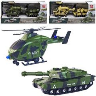 Czołg i helikopter ze światłem