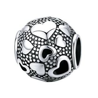 NB-8008 Stříbrný přívěšek korálek se srdíčky - srdce