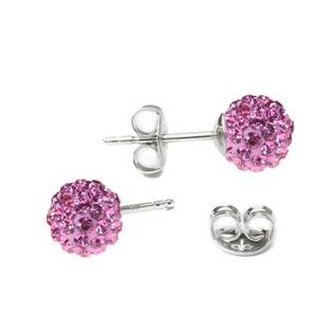 SWAG06-RO Stříbrné náušnice kuličky Crystals from Swarovski® Rose