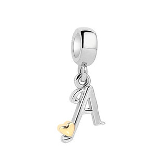 B0056-A Visací stříbrný přívěsek korálek písmeno A - iniciály - iniciála "A"