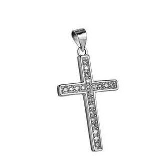 NB-4017 Stříbrný přívěšek křížek se zirkony