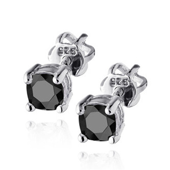 NB-3759-K Stříbrné náušnice s černými zirkony
