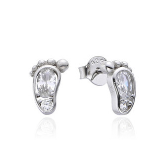 NB-3883 Stříbrné šroubovací náušnice - dětské stopy