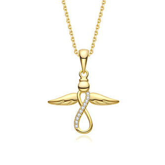 NB-2362 Zlacený stříbrný náhrdelník andílek - nekonečno - ležatá osmička