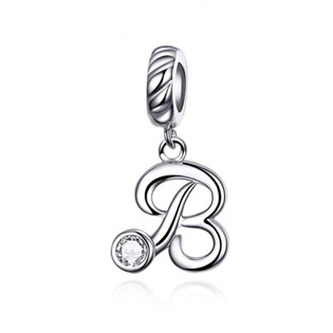 B0352-B Stříbrný přívěšek korálek na náramek - písmeno B - iniciály