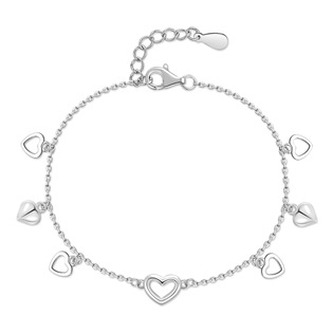 NB-1188 Stříbrný náramek se srdíčky - srdce