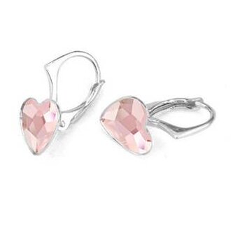 NB-0202-RO Stříbrné náušnice se srdcem Crystals from Swarovski® Rosaline
