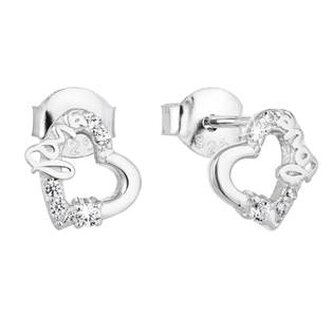 EG2839 Stříbrné náušnice srdce Love