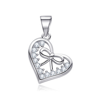 NB-4392 Stříbrný přívěšek srdce s mašličkou