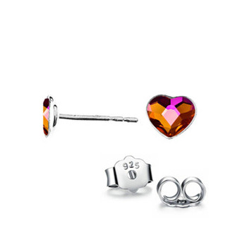 NB-0203-ASP Stříbrné náušnice se srdcem Crystals from Swarovski, Astral Pink